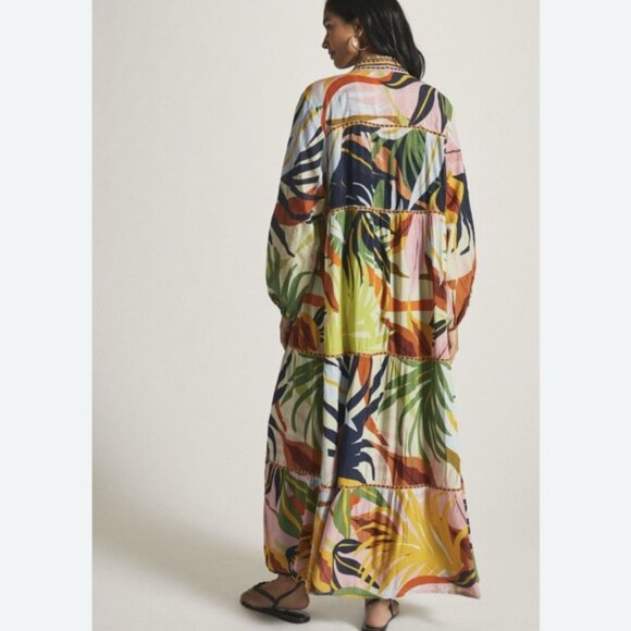Anthropologie Conditions Apply Tiered Leaf Duster Kimono Jacket Topper - Picture 8 of 9